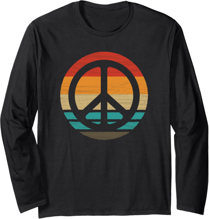 Peace Zeichen Retro Style Vintage Langarmshirt