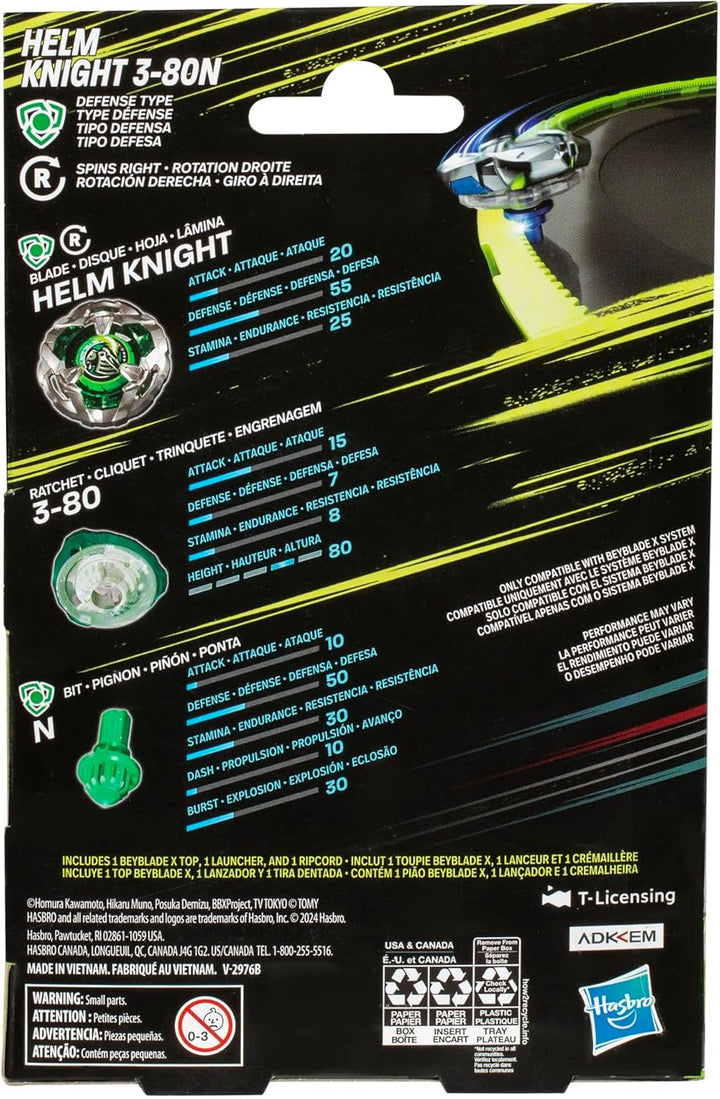 Beyblade X Starter Pack – F9581 – Kreisel & Launcher – Helm Knight 3-80N