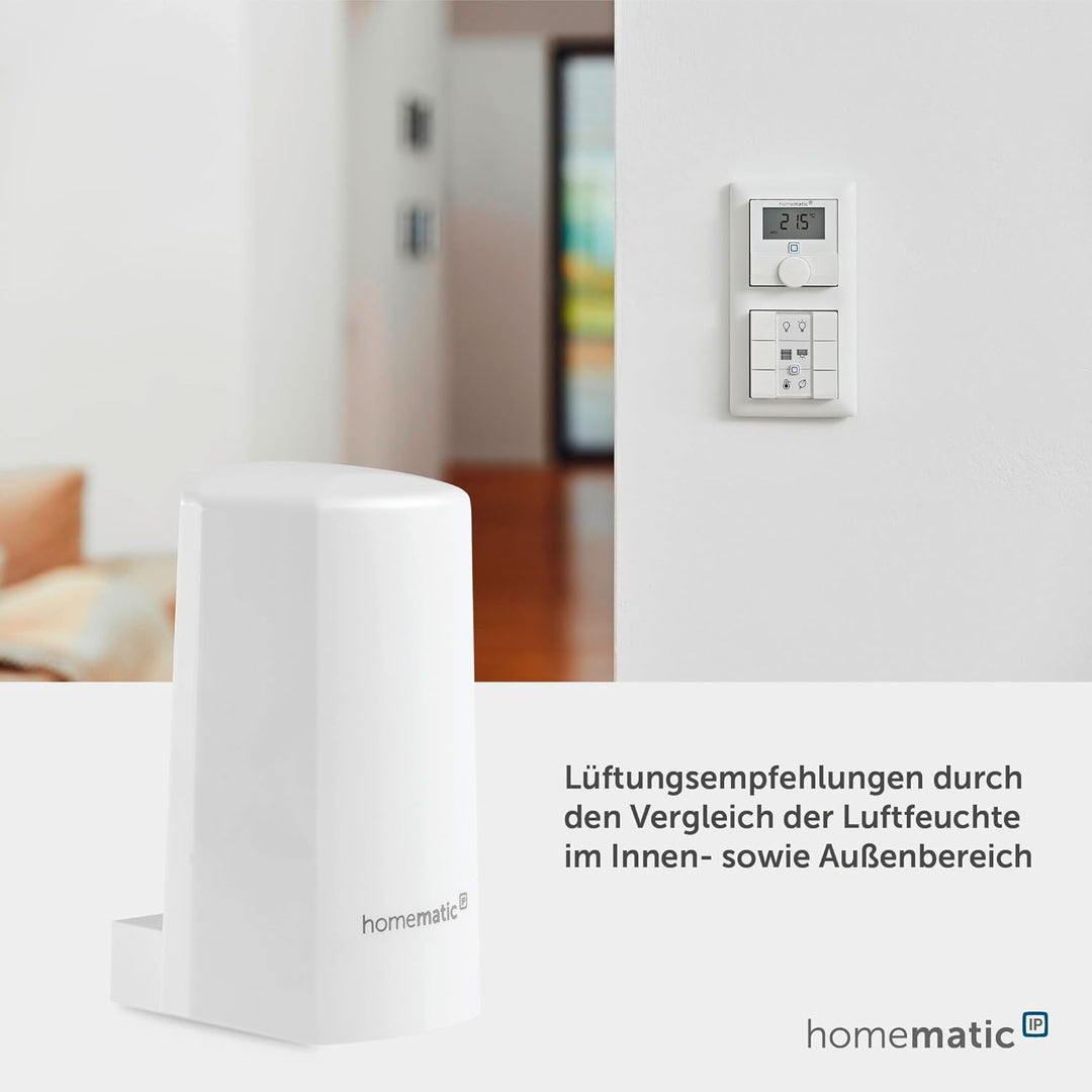 Homematic IP Smart Home Temperatur- und Luftfeuchtigkeitssensor – aussen, weiss, Zubehör für Ihr mit