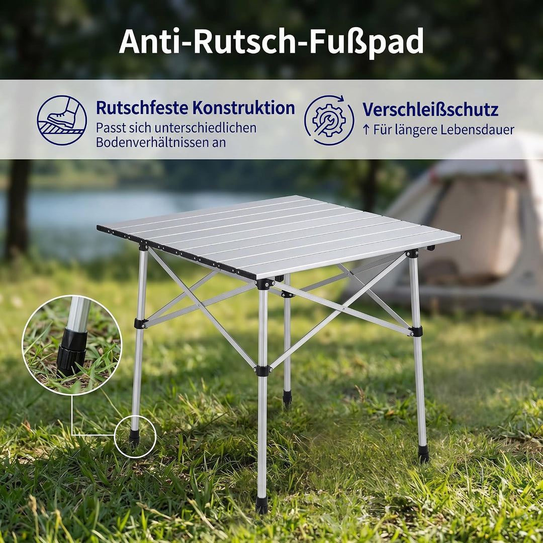 High Peak Campingtisch klappbar, 70x70x70cm Aluminium Picknicktisch Outdoor, 70x70x70cm