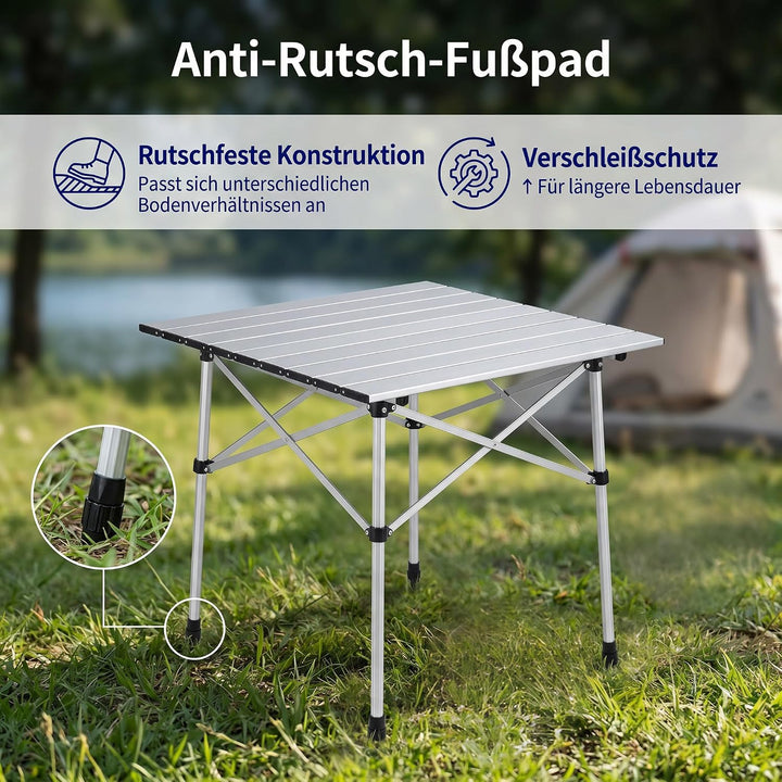 High Peak Campingtisch klappbar, 70x70x70cm Aluminium Picknicktisch Outdoor, 70x70x70cm