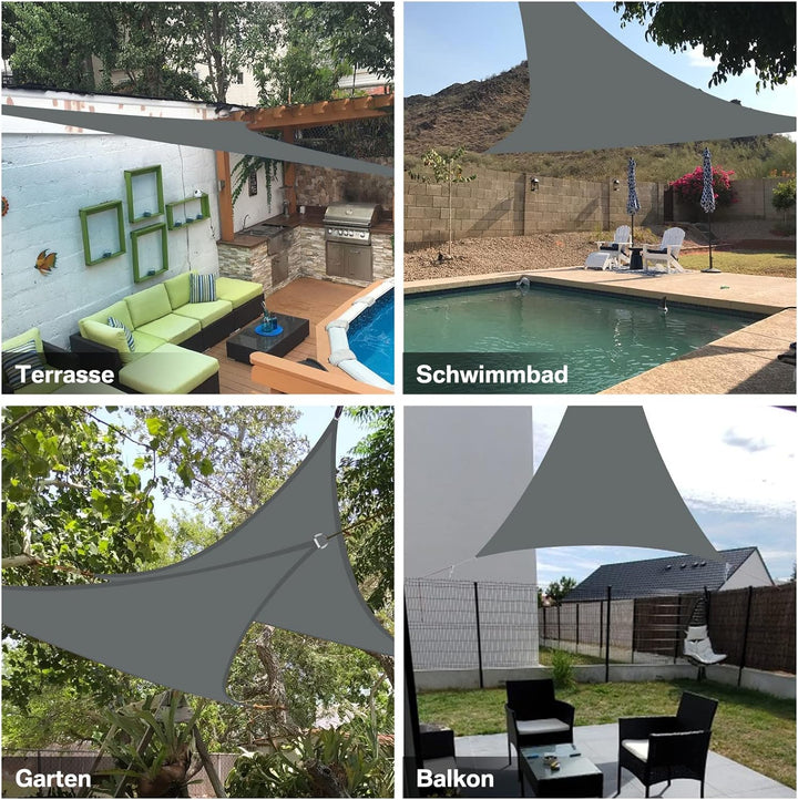 3.6x3.6x3.6m Wasserdichter Sonnenschutz Dreieck Sonnenschirm Aussenüberdachung Garten Patio Pool Sha
