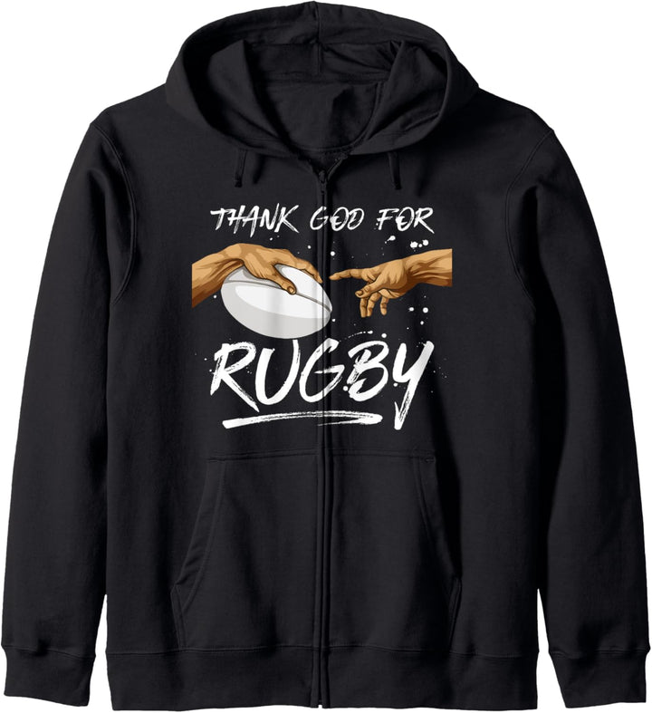 Rugby Michelangelos Hände "Thank God For Rugby" Rugger Kapuzenjacke