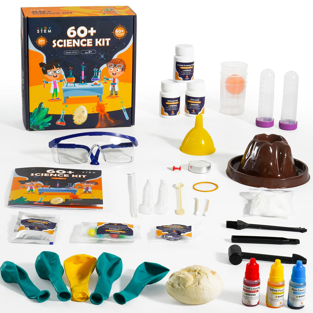60+ Science Experiment Kit für Kinder ab 5+, STEM Lernen & pädagogisches Spielzeug, erste Wissenscha