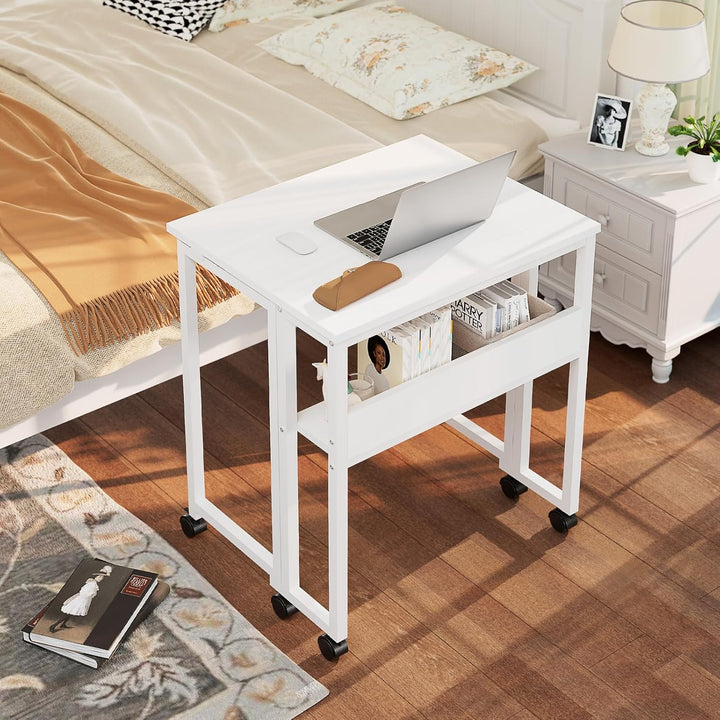 GreenForest Kleiner Schreibtisch Klappbar, 63 cm Klappschreibtisch mit Rollen, Einfache Montage Klap