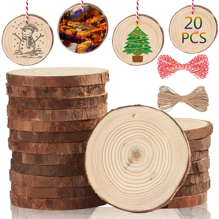 Natürliche Holz Scheiben 20pcs 9-10 cm Unfinished DIY Handwerk vorgebohrt mit Loch Runde Holzkreise
