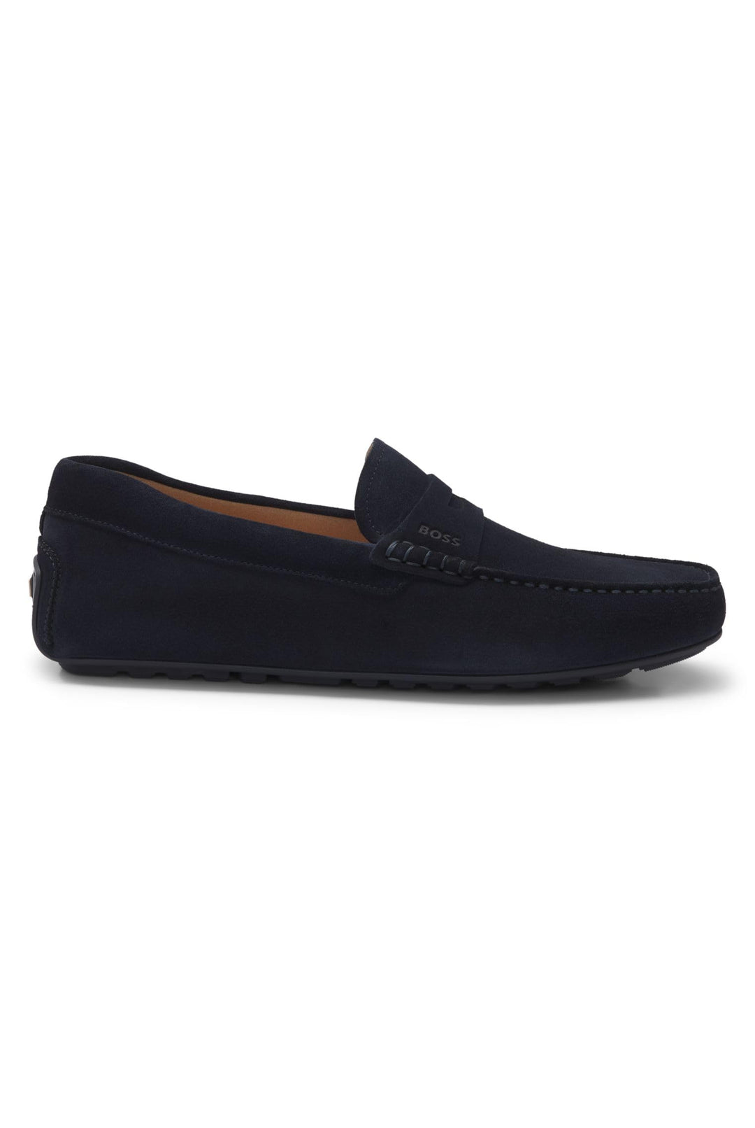 BOSS Herren Noel Mocc Mokassins aus Veloursleder mit Pennyloafer-Detail Grösse 39 EU Dunkelblau, 39