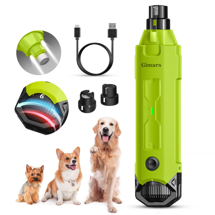 Gimars Krallenschleifer für Hunde 6-Gang Mit 2 LED-Licht, Superleise, 12000RPM Verstellbare Hunde Kr