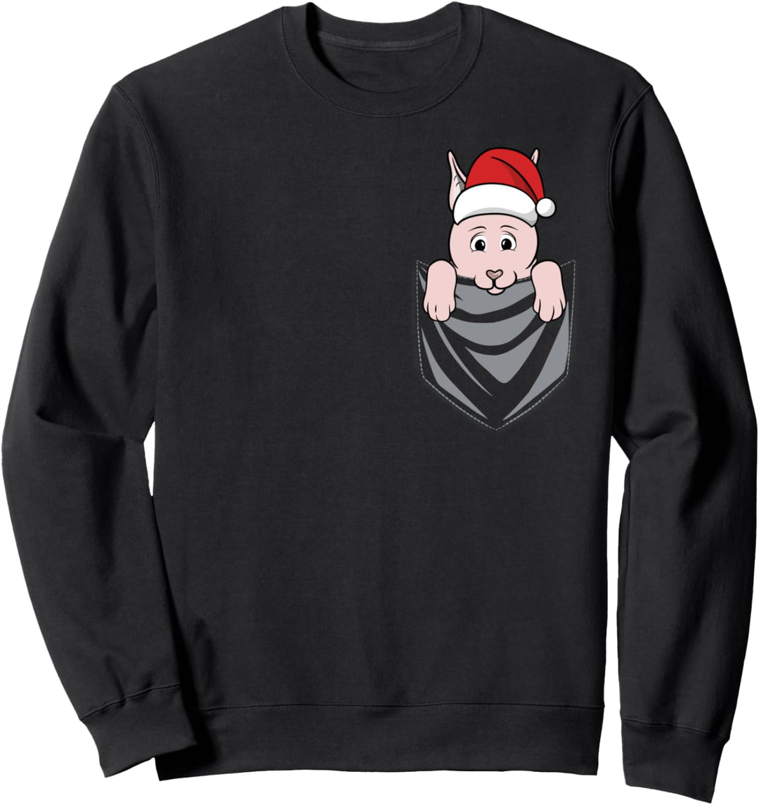 Pocket Graphic Sphynx Katze Weihnachten Haustier Sweatshirt