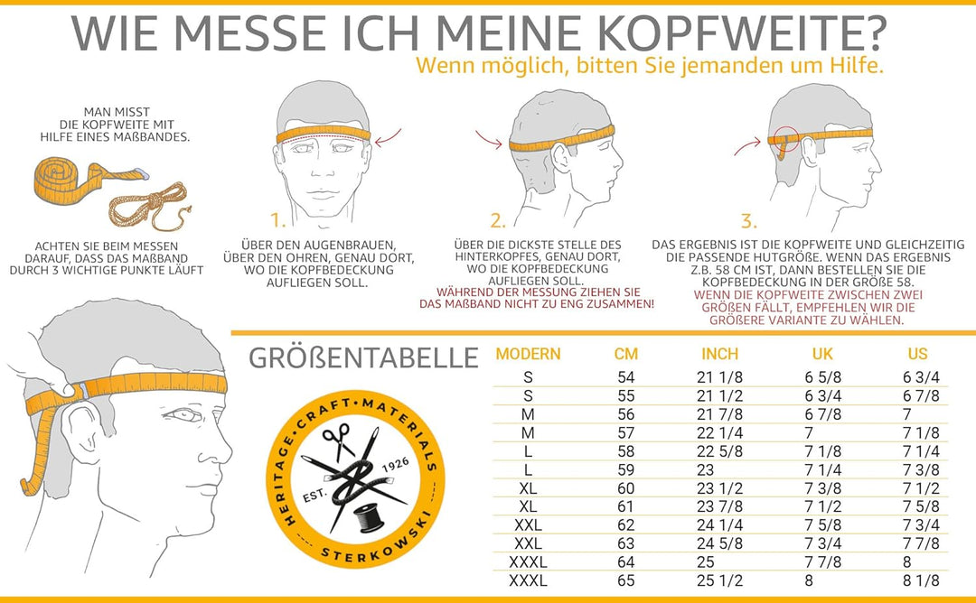 Sterkowski Peaky Style | Harris Tweed Schiebermütze für Herren | Warm Komfortabel Schirmmütze 55 Sch