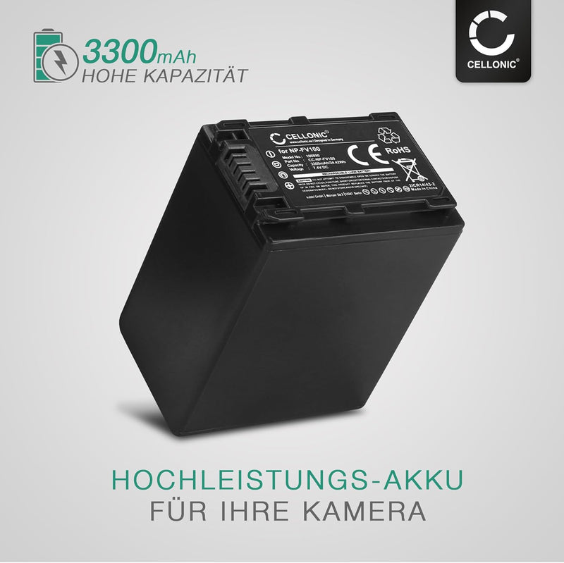 CELLONIC® Kamera Ersatzakku NP-FV100 -FV30 -FV70 für Sony HDR-CX625, HDR-CX730 HDR-CX250, FDR-AX53 -