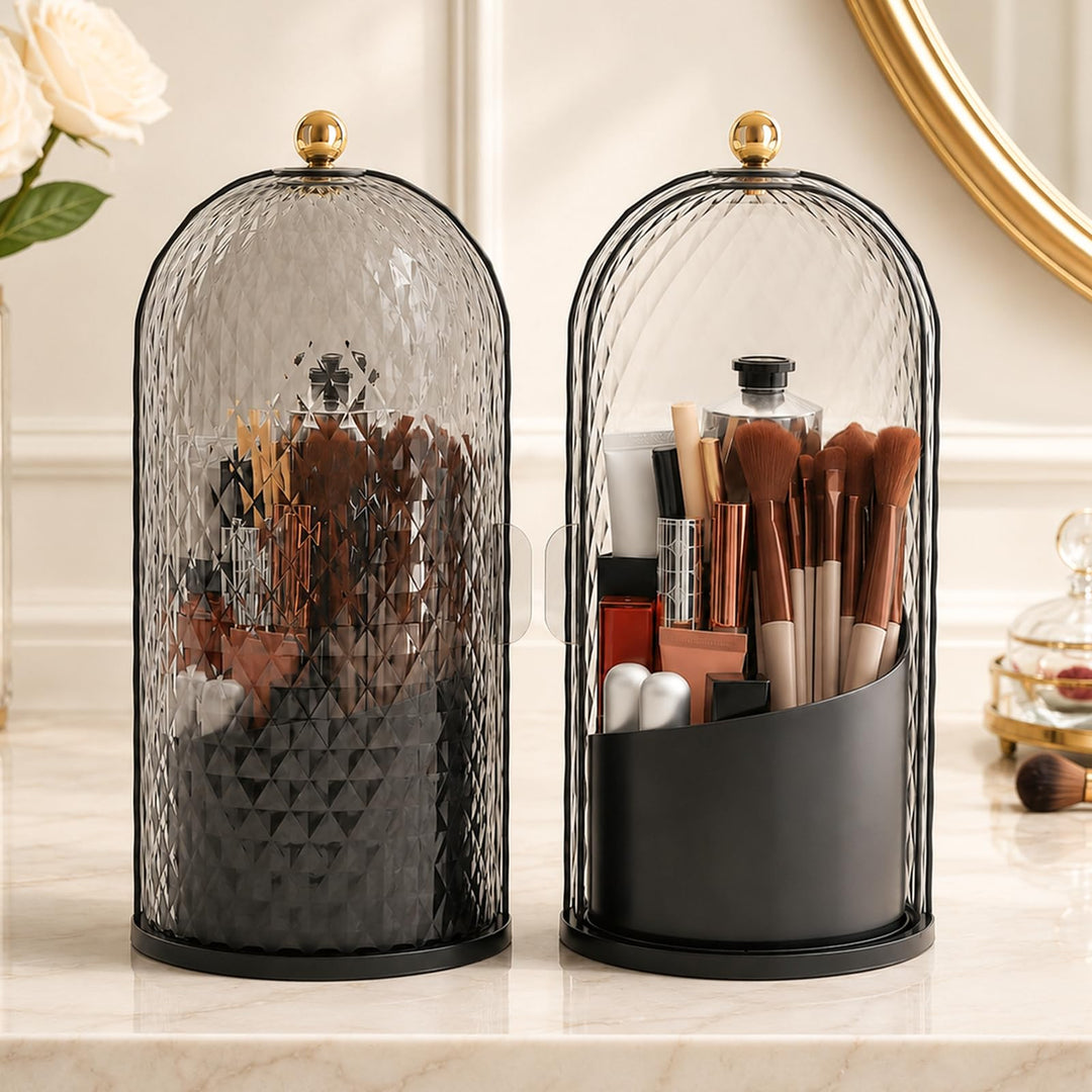 FAVORTALK Make-Up Pinselhalter mit Deckel,360 Drehbar Make Up Organizer,Makeup Pinsel Veranstalter S