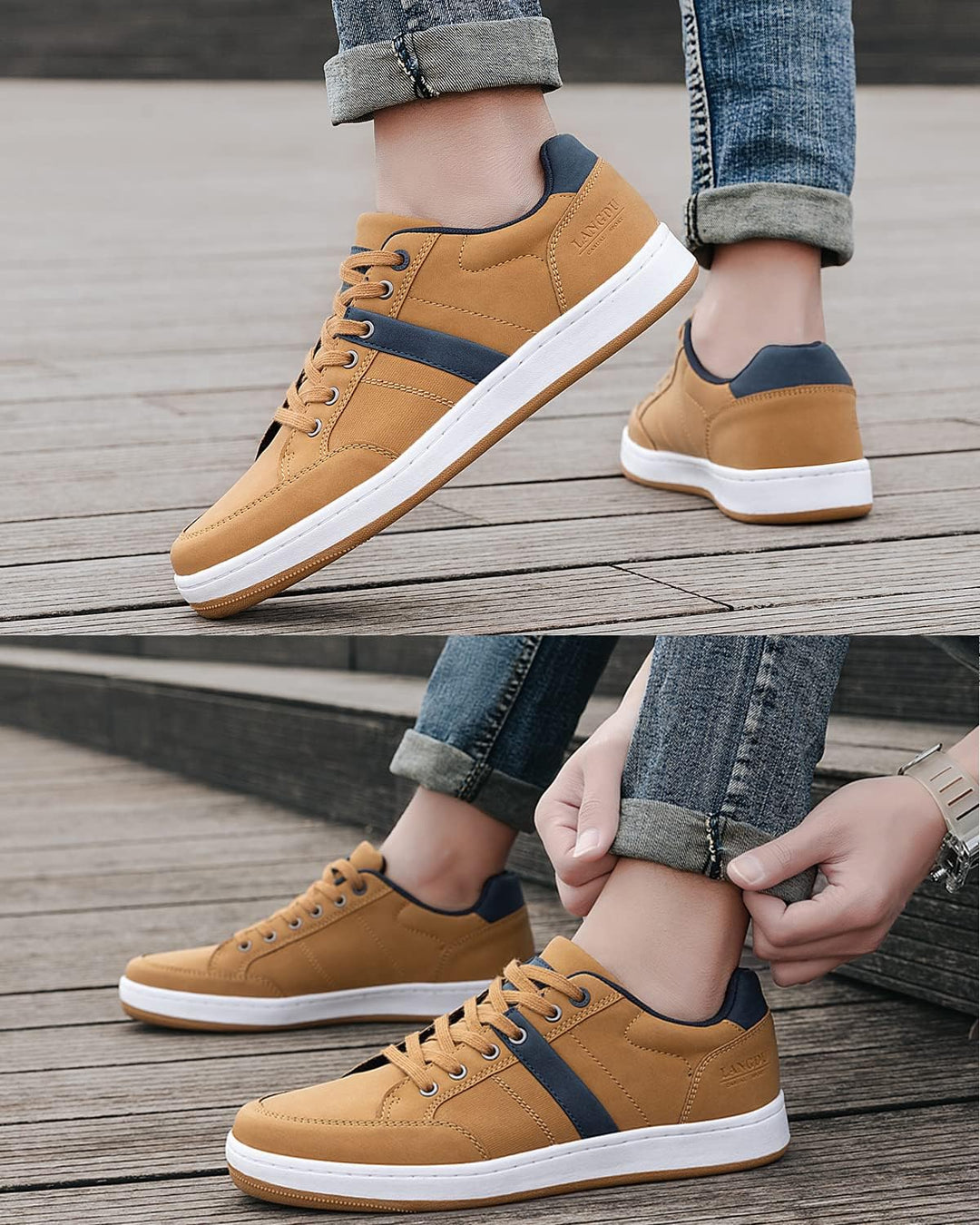 LANGDU Freizeitschuhe Herren Sneaker Walkingschuhe Leichtgewicht Atmungsaktive Sportschuhe Sneakers