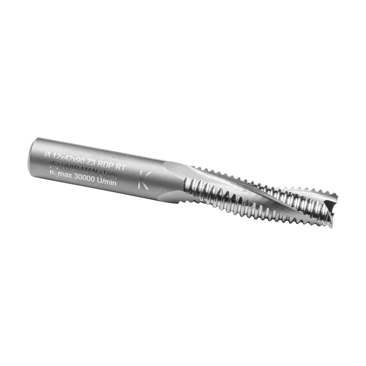 ENT 20702 Schruppfräser VHW, Durchmesser (D) 12 mm, NL 42 mm, Z3, GL 90 mm, Rechtslauf / positiv D=1