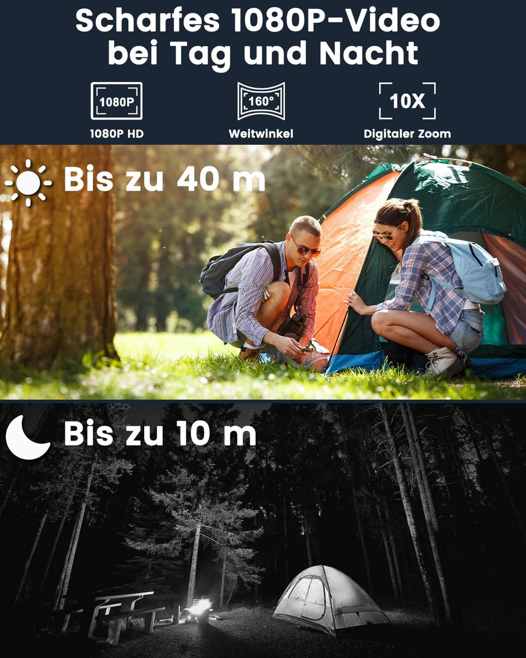 4G LTE Überwachungskamera mit SIM Karte, Überwachungskamera ohne WLAN mit Akku 5200mAh, HD Tragbare