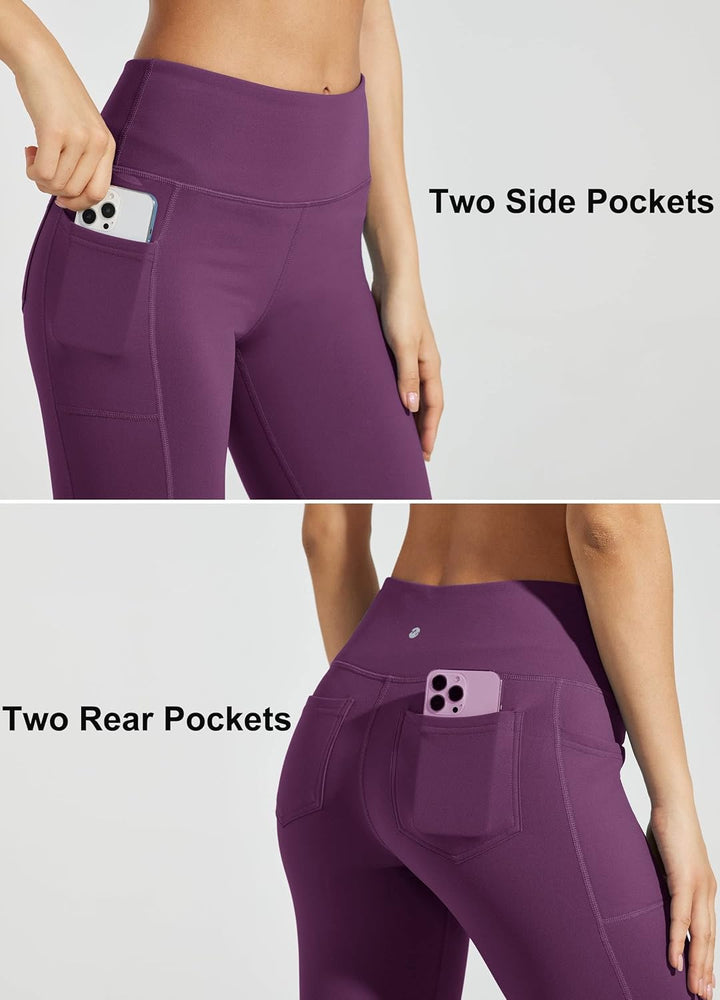 WILLIT Damen Thermo Flare Leggings Winter Fleece gefütterte Yogahose Warm Sportleggins Laufhose Boot