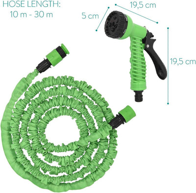 Navaris Flexibler Gartenschlauch 10-30m - mit 7 Funktionen Brause und Schnelladaptern - Wasserschlau