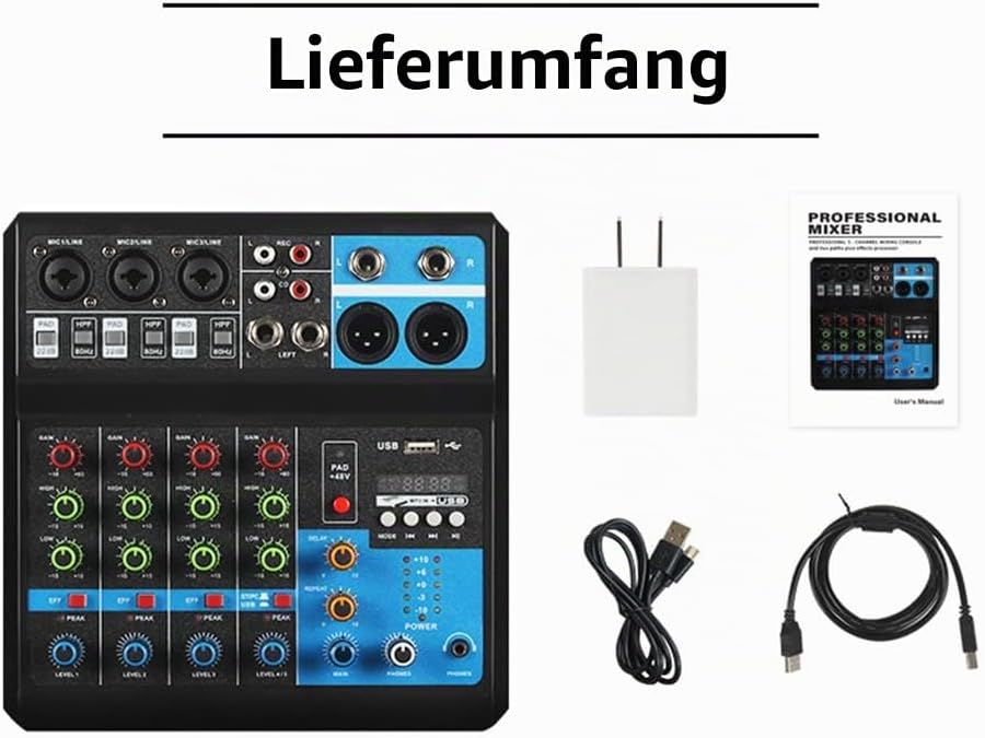 DJ Mischer 5-Kanal Professional 48V USB Mini Audio Mixer Audio Mischpult DJ Konsole Soundboard für S