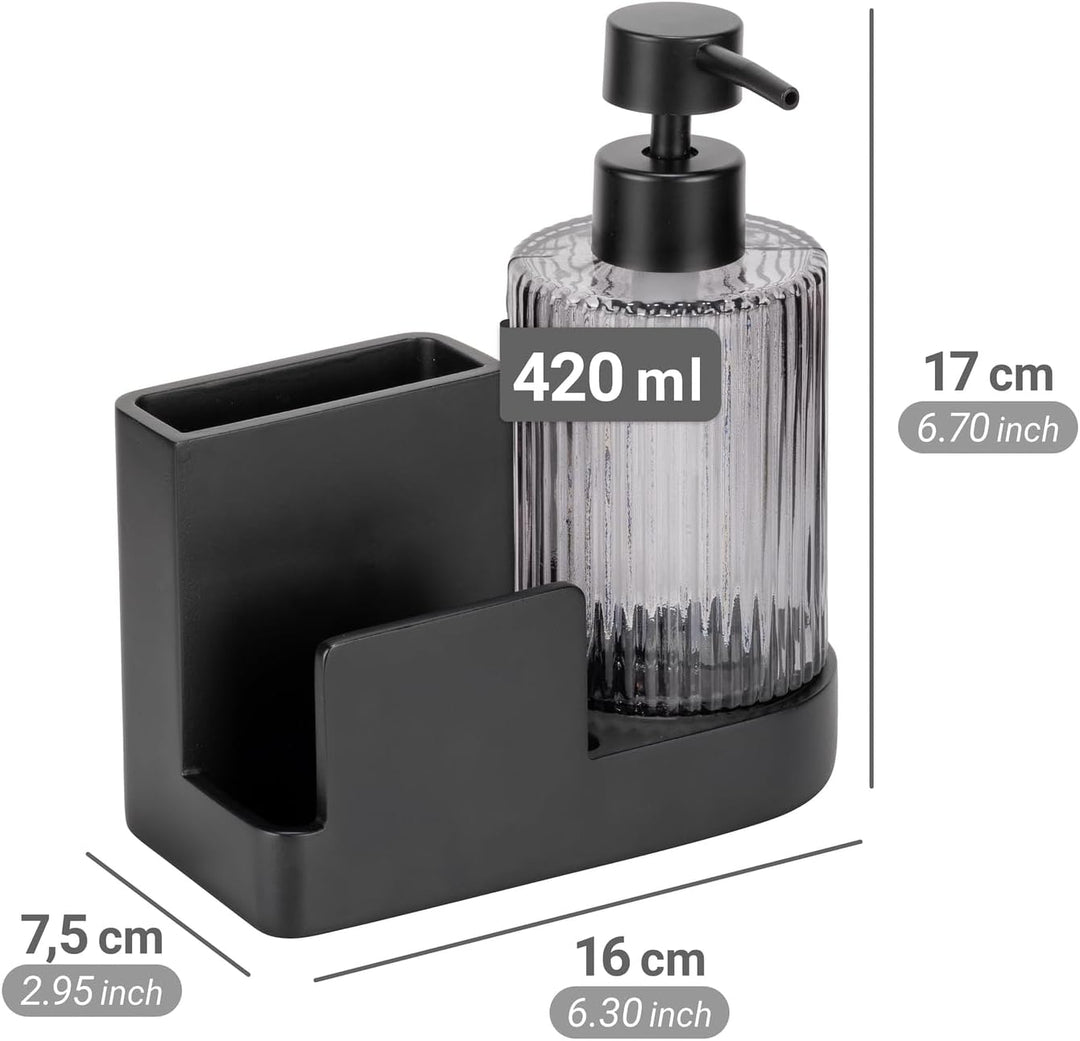 Spülorganizer Mod. Pina praktischer Spülbeckenorganizer mit Seifenspender für Küche und Bad aus Poly