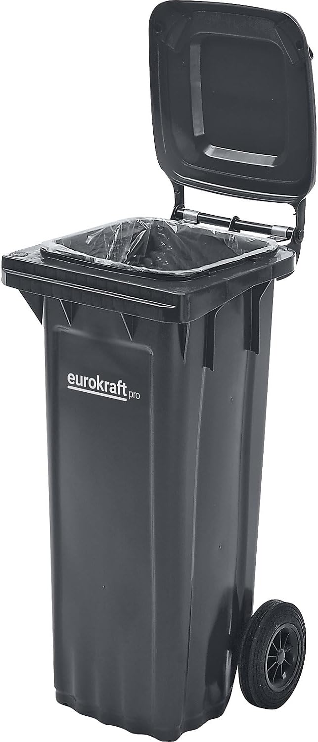 eurokraft | Mülltonne aus Kunststoff DIN EN 840 | Volumen 80 l | BxHxT 448 x 932 x 514 mm | anthrazi