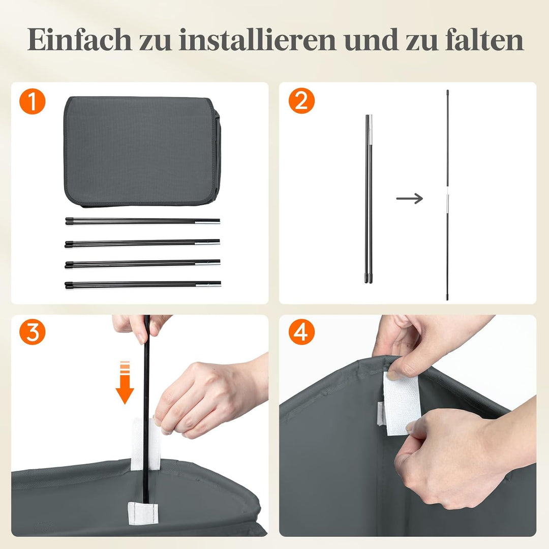 Lifewit 105L Wäschekorb mit Deckel, Wäschekorb Waschenkorbe Faltbar, Wäschesammler mit Griffen, Wäsc