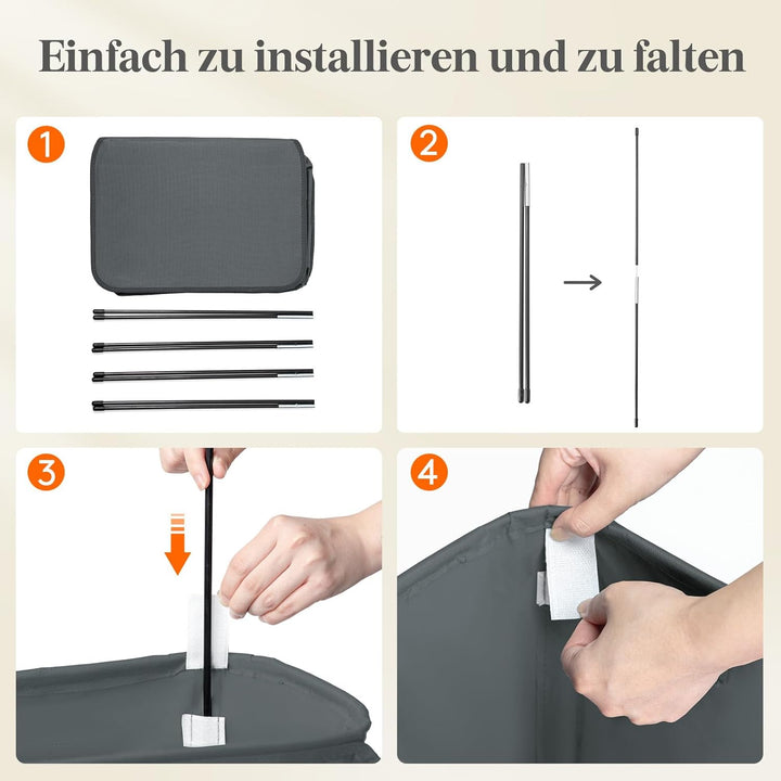 Lifewit 105L Wäschekorb mit Deckel, Wäschekorb Waschenkorbe Faltbar, Wäschesammler mit Griffen, Wäsc