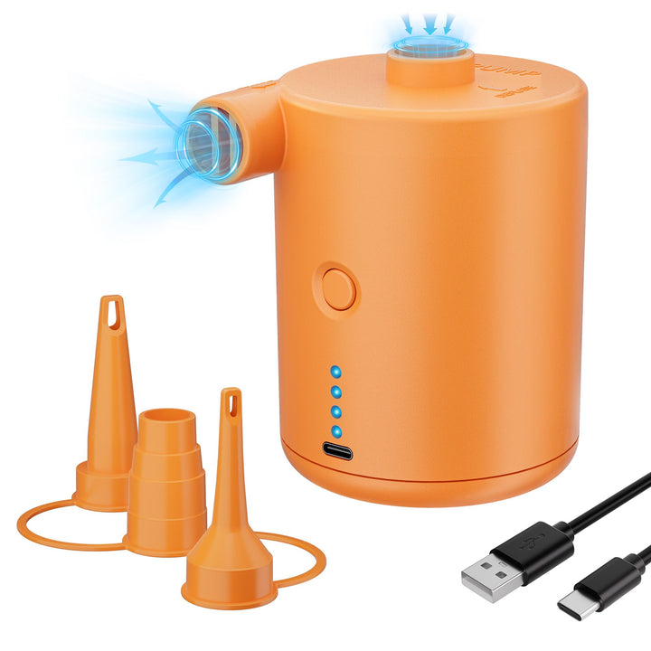 Elektrische Luftpumpe, 4000mAh Akku Pumpe mit 3 Düsen,Wiederaufladbare Luftpumpe,Schnellem Aufblasen