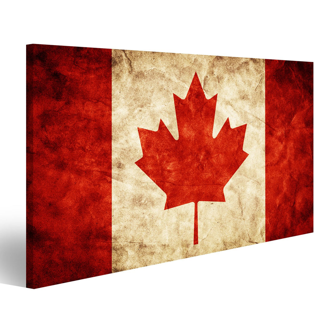 islandburner Bild auf Leinwand Kanada Flagge Vintage Retro Stil Bilder Wandbilder Poster Leinwand 10