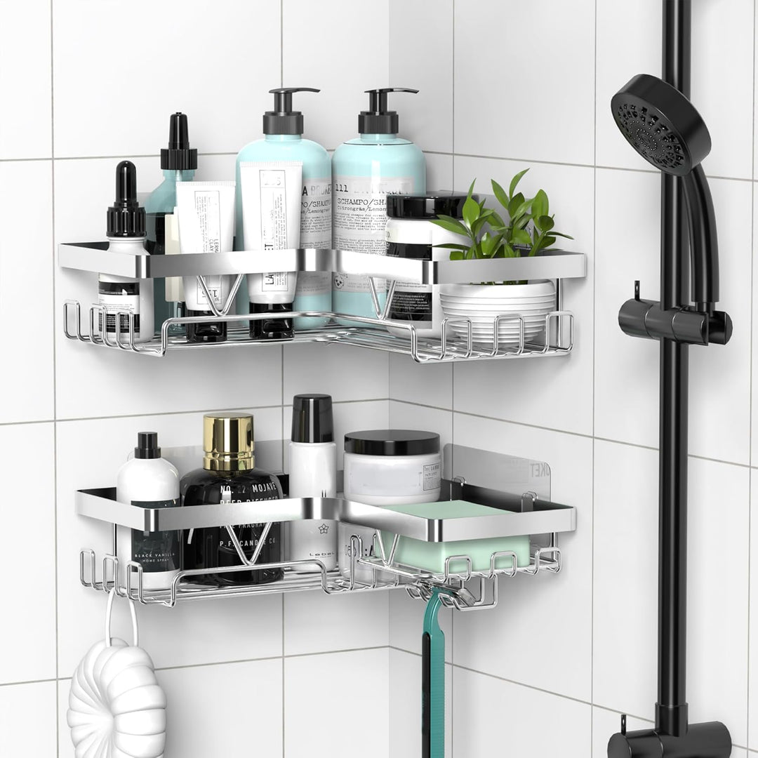 Kegii Duschablage Ecke, Duschregal ohne Bohren Edelstahl, Badezimmer Regal, Shampoo Halterung für Du