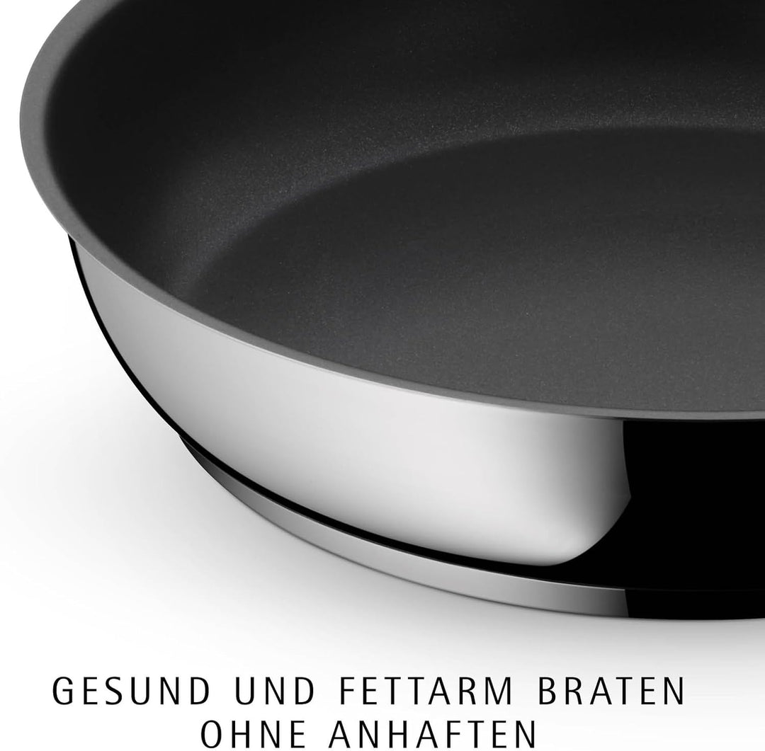 WMF Devil Bratpfanne 28 cm, Pfanne Induktion, Cromargan Edelstahl beschichtet, Kunststoffgriff Induk