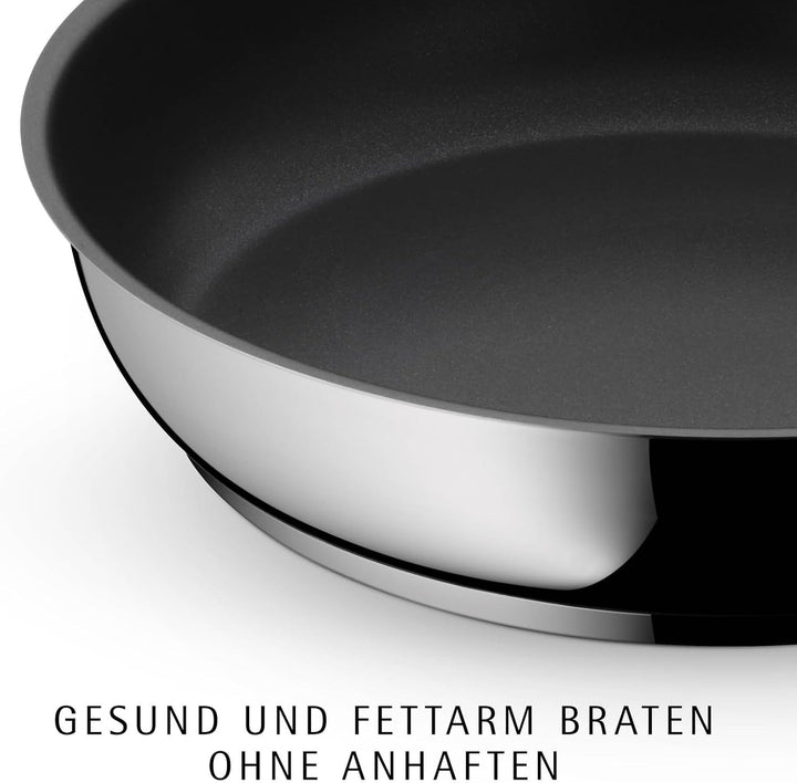 WMF Devil Bratpfanne 28 cm, Pfanne Induktion, Cromargan Edelstahl beschichtet, Kunststoffgriff Induk