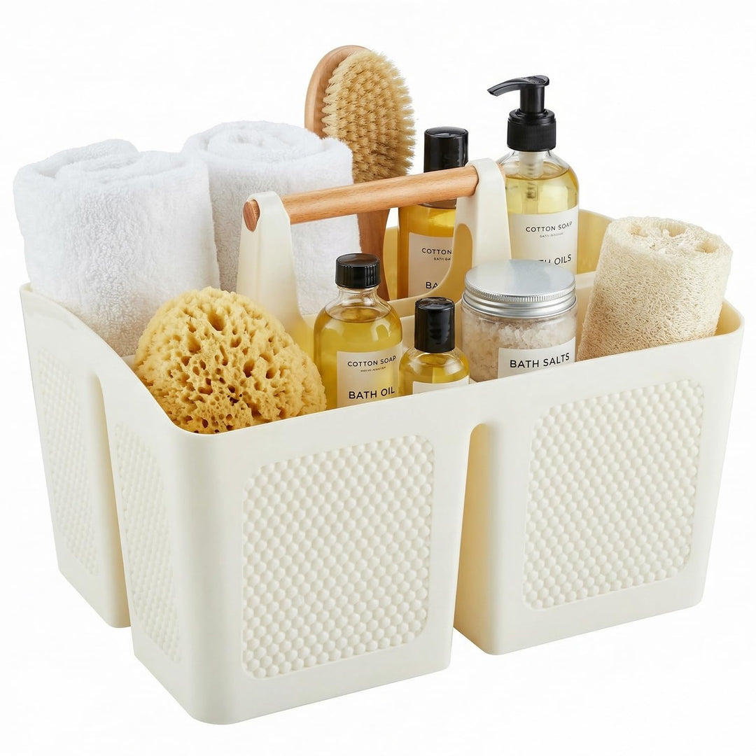 ALINK Portable Dusche Caddy Korb mit Fächern, Kunststoff geteilt Reinigung Caddy Organizer Storage T