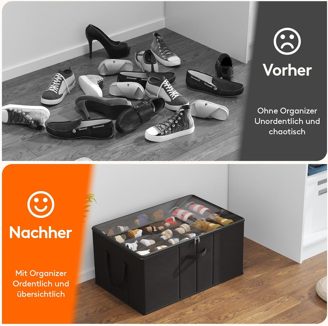 Lifewit Grosser Schuhorganizer für den Kleiderschrank, Faltbarer Schuhkarton mit durchsichtigem Deck