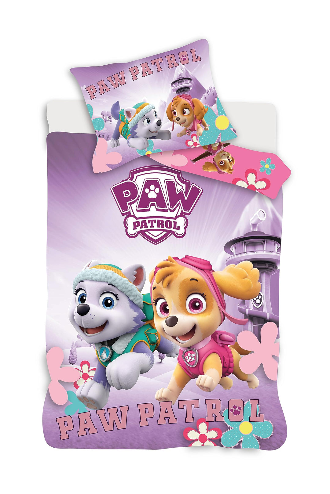 Paw Patrol Paw Patrol Bettwäsche für Babybett, 100 % Baumwolle, Bettbezug 100 x 135 cm + Kissenbezug