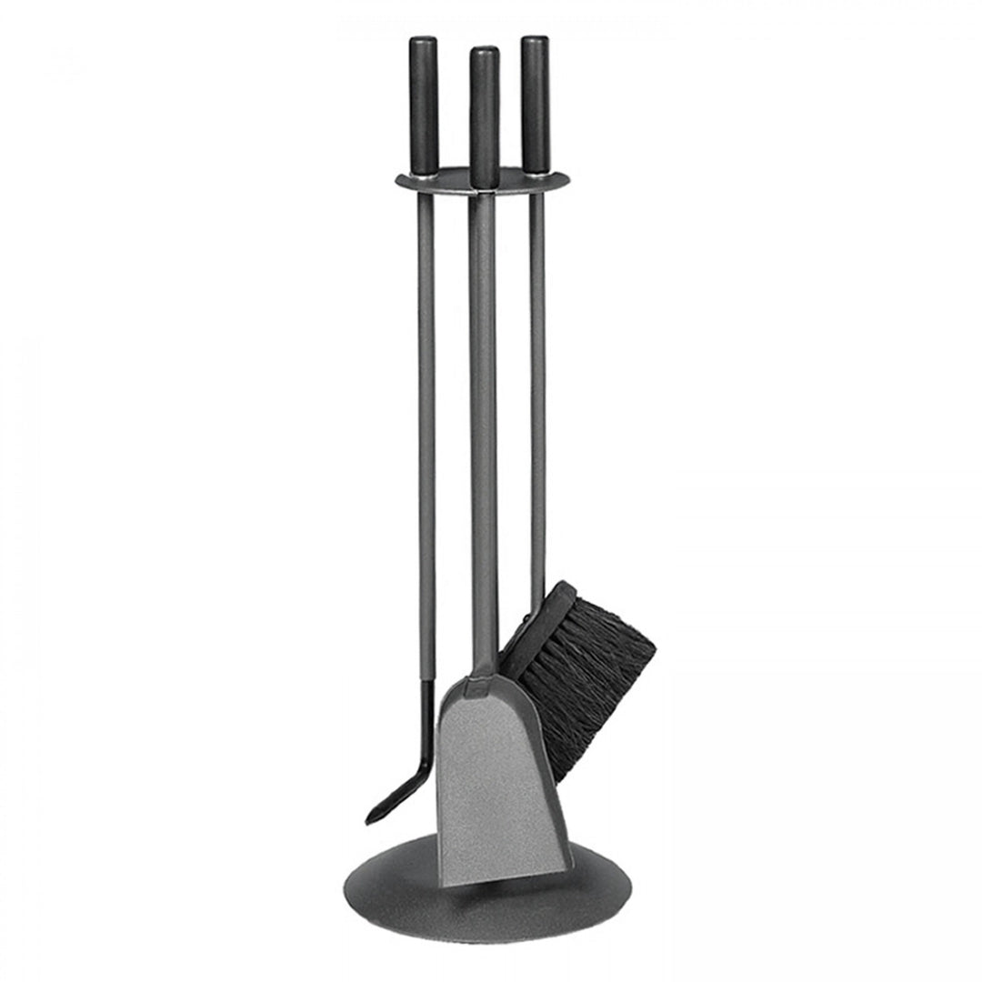 Lienbacher Kaminbesteck anthrazit beschichtet, Schwarze Holzgriffe 3-TLG.