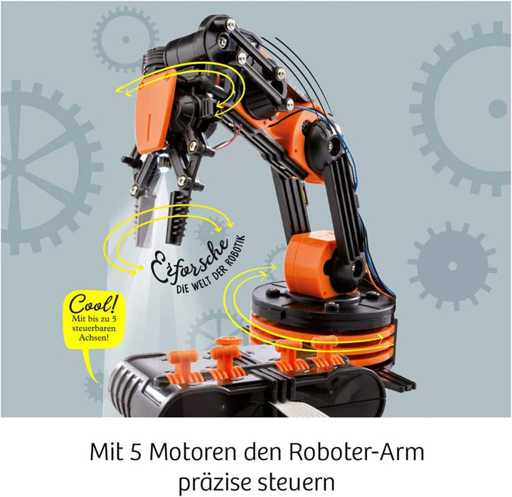 KOSMOS Roboter-Arm, Modellbausatz für deinen elektrischen Roboterarm, mit 5 Motoren und Steuereinhei