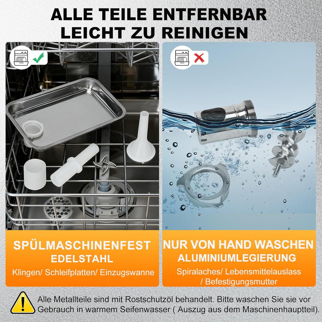 Anatole Fleischwolf Elektrisch Profi Hackfleisch Maschine 950W Edelstahl Multi Wurstmaschine mit 6/8