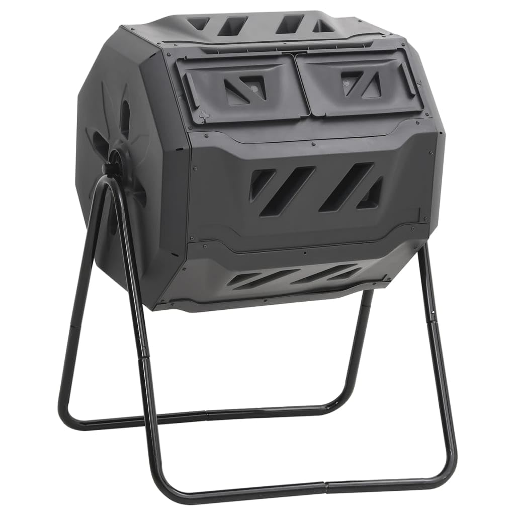vidaXL Gartenkomposter Schwarz 73x64x95 cm 160 L, Gartenkomposter, Kompostsilo, Bio Abfall Behälter,