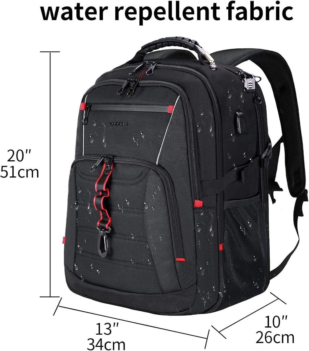 KROSER Grosser Rucksack für Herren, 17,3 – 18,4 Zoll, XXXL, Laptop-Rucksack, mit RFID-Taschen und wa
