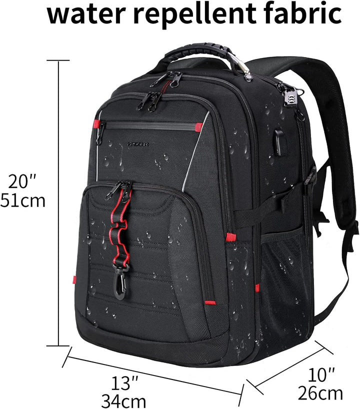 KROSER Grosser Rucksack für Herren, 17,3 – 18,4 Zoll, XXXL, Laptop-Rucksack, mit RFID-Taschen und wa