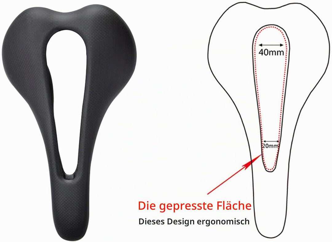 Ultraleichter Fahrradsattel aus Kohlefaser für Rennräder und Mountainbikes Grosse Hohlräume 3k matt,
