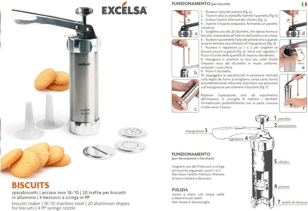 Excelsa Biscuits Maschine für Kekse, Edelstahl, Silber
