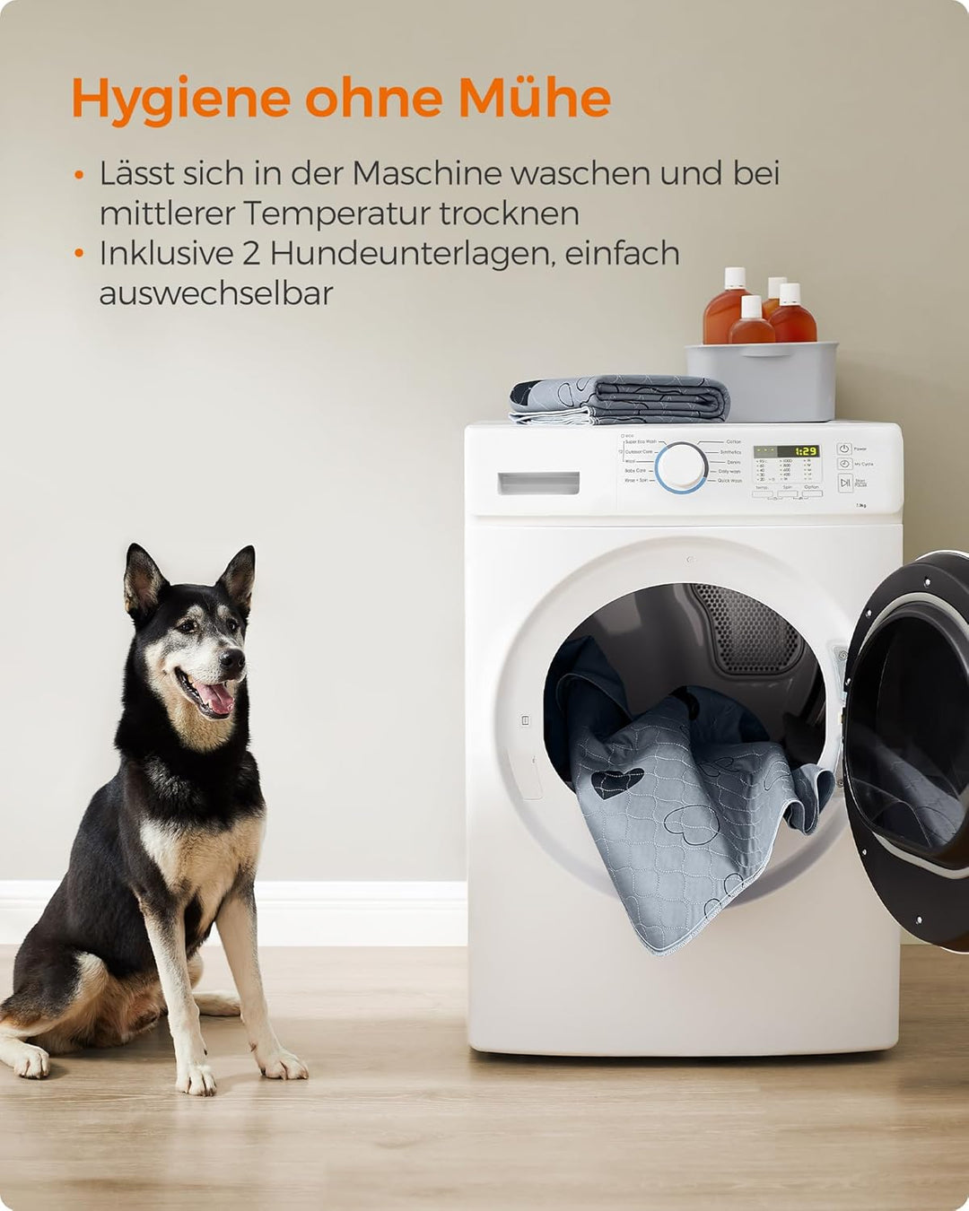 Feandrea Welpen-Unterlagen waschbar, Wiederverwendbare Matten für Hunde, 152 x 122 cm, 2er Set, XL,