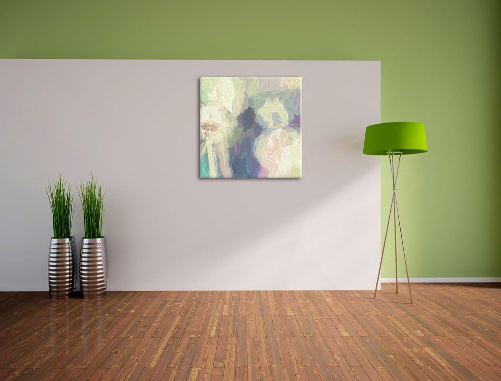 Pixxprint Romantische Pusteblumen Pinsel Effekt, Format: 70x70 auf Leinwand, 70x70