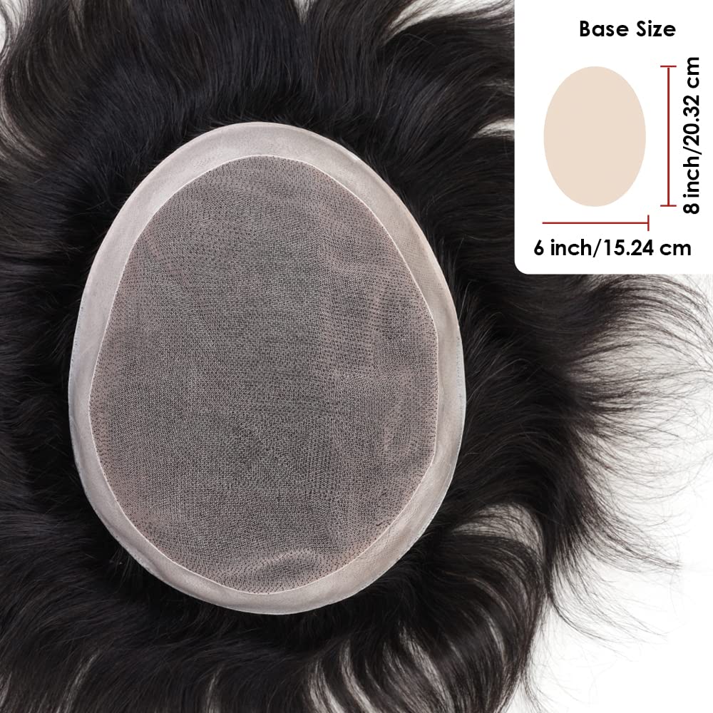Lordhair Toupet für Männer Haarersatz Systeme Mann, natürliche atmungsaktive Mono-Spitze mit PU-Echt