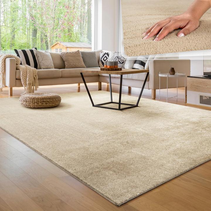 Paco Home Waschbarer Teppich Wohnzimmer Schlafzimmer Kurzflor rutschfest Flauschig Weich Moderne Ein