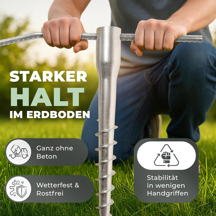 Novatool 2x Eindrehbodenhülsen-Set für Rohre mit Ø 26-65 mm, Bodenhülse Sonnenschirm Pfostenträger E
