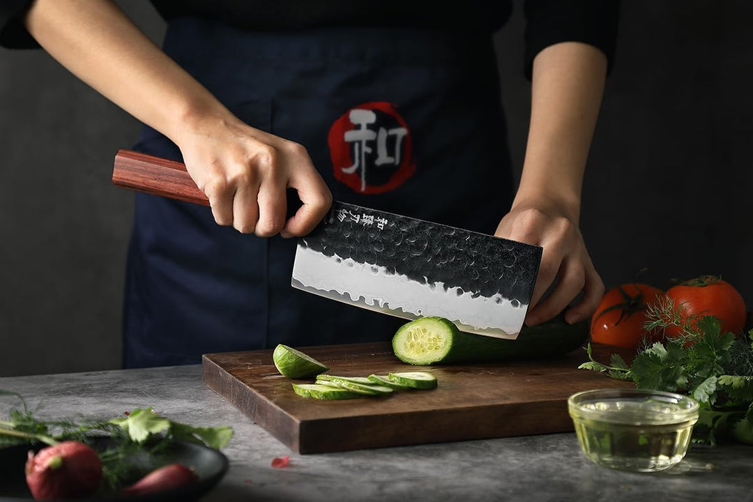 HEZHEN Verkleideter Stahl Küchenmessersets 4-Teilig, Profi Kochmesser Nakiri Santoku Kiritsuke Messe