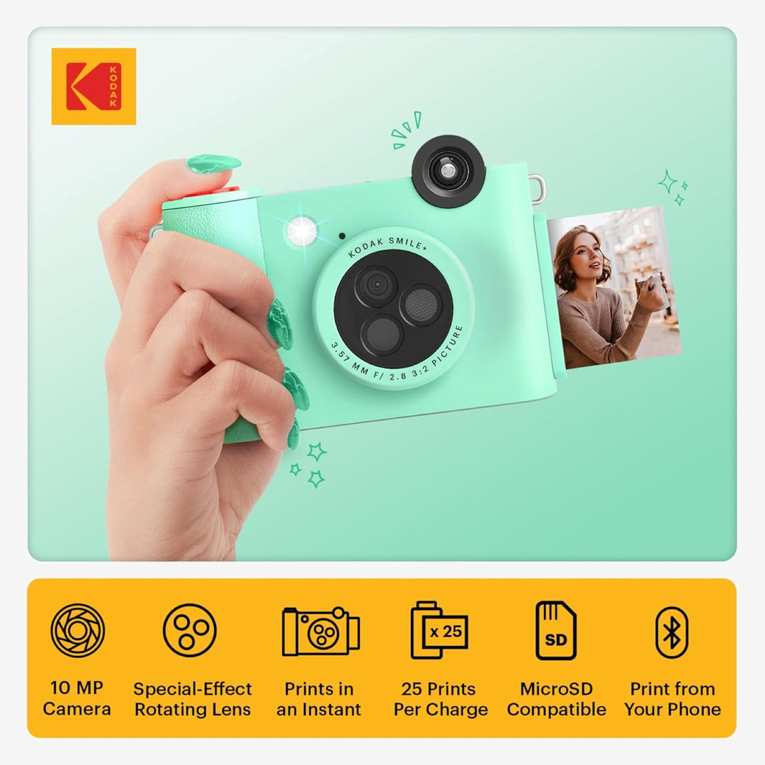 Kodak Smile+ 2-in-1 Digitale Sofortbildkamera &amp; Bluetooth Fotodrucker Starterpaket + Tragetasche + Z