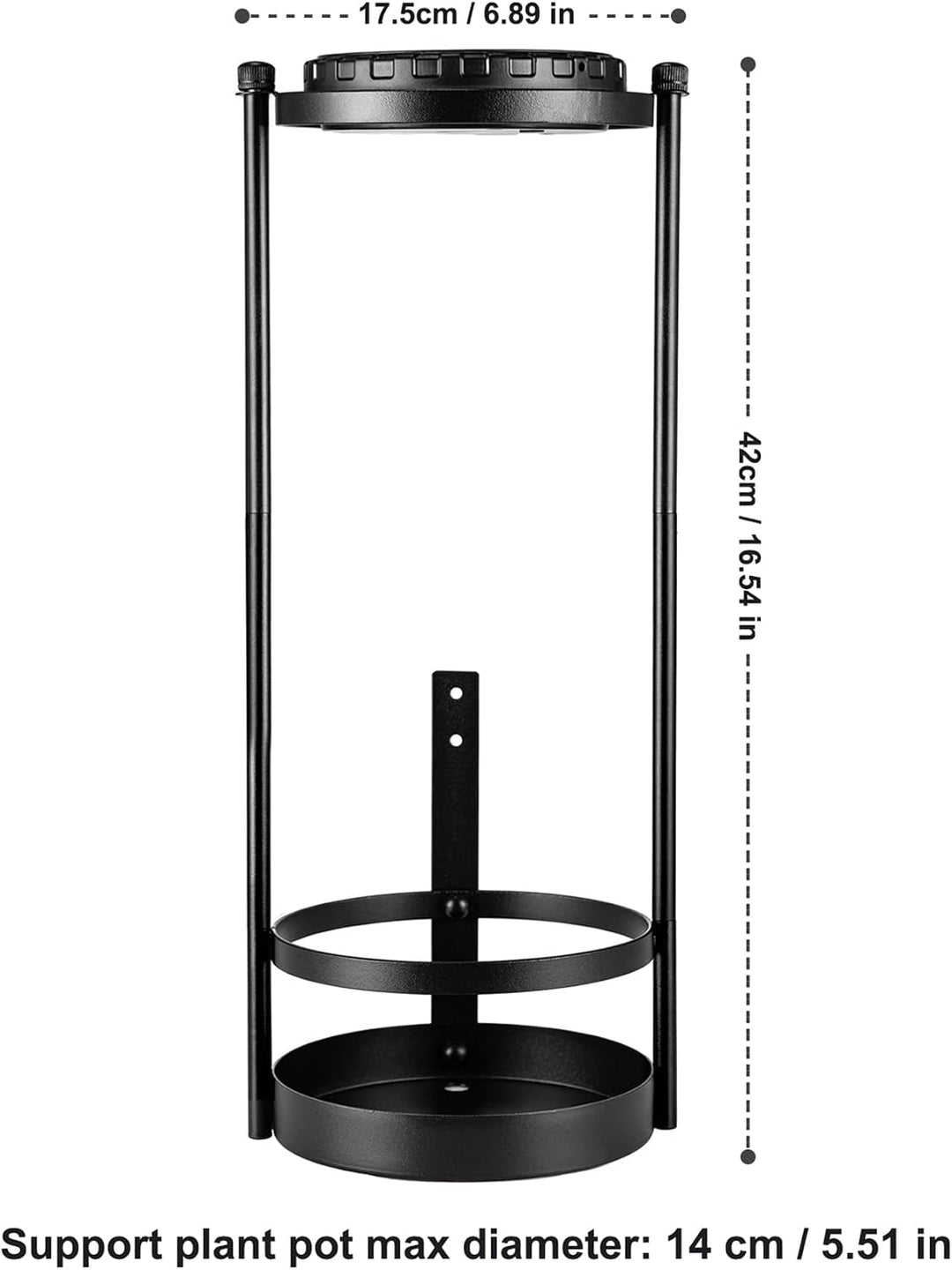 Solare Blumenständer mit LED Pflanzenlicht, IP44 Wassergeschütztes Metall Pflanzenständer Outdoor, 3